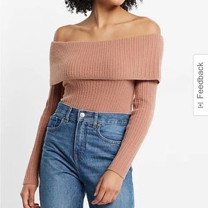 Cozy Ribbed Off The Shoulder Overlay Sweater. Size small. NWOT.